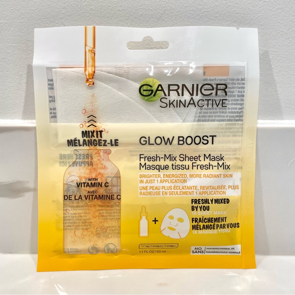 🟢10/$30 NEW Garnier Skin Active Glow Boost Fresh-Mix Sheet Mask w/ Vitamin C